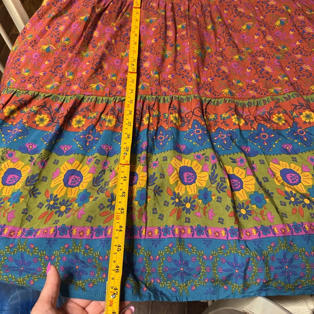 Natural Life Peasant Maxi Dress Womens L Floral Boho Tiered Long Sleeve Cottage - Picture 6 of 13